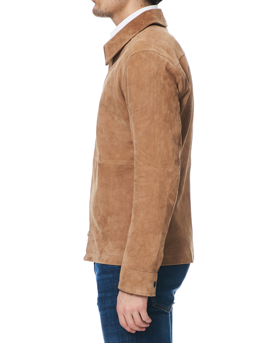 Herren | Jacken | J.Lindeberg | Jonah Zip Suede Jacket Flat Brown