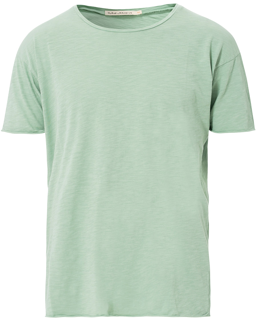 Herren | T-Shirts | Nudie Jeans | Roger Slub Crew Neck Tee Pale Green