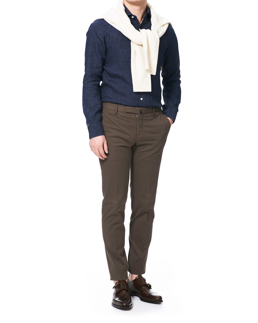 Herren | Hemden | Barba Napoli | Culto Slim Fit Linen Shirt Navy