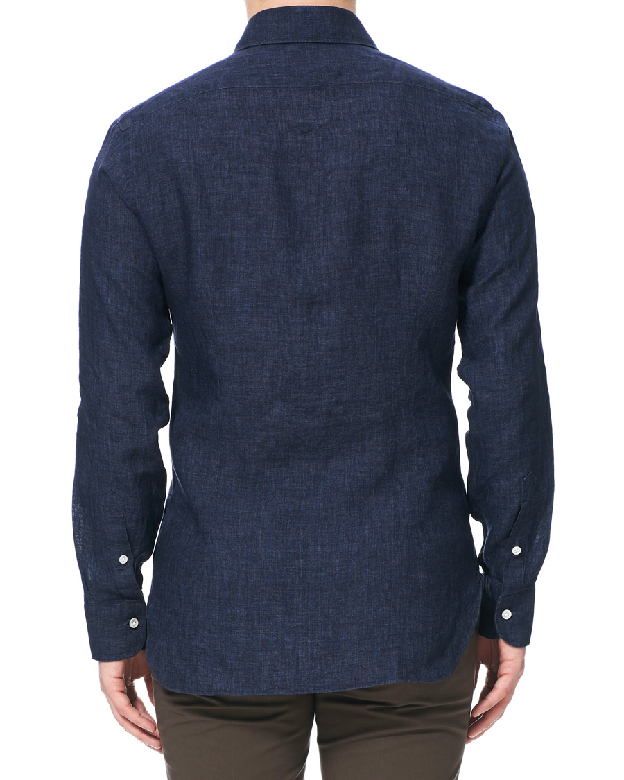 Herren | Hemden | Barba Napoli | Culto Slim Fit Linen Shirt Navy