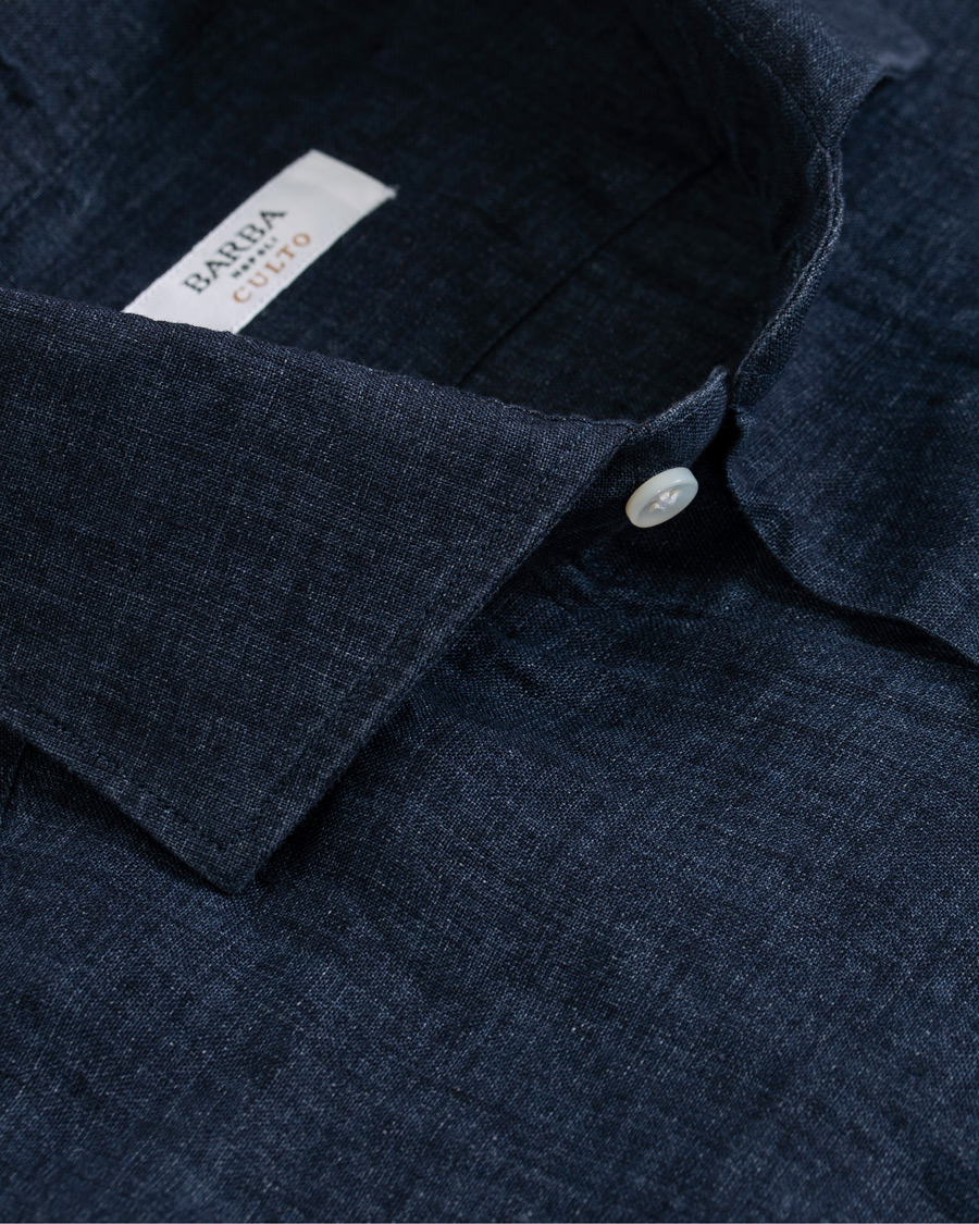 Herren | Hemden | Barba Napoli | Culto Slim Fit Linen Shirt Navy