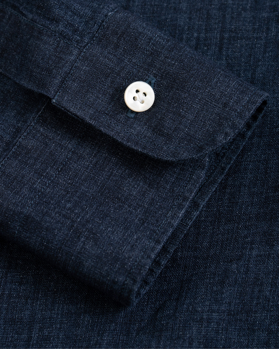 Herren | Hemden | Barba Napoli | Culto Slim Fit Linen Shirt Navy