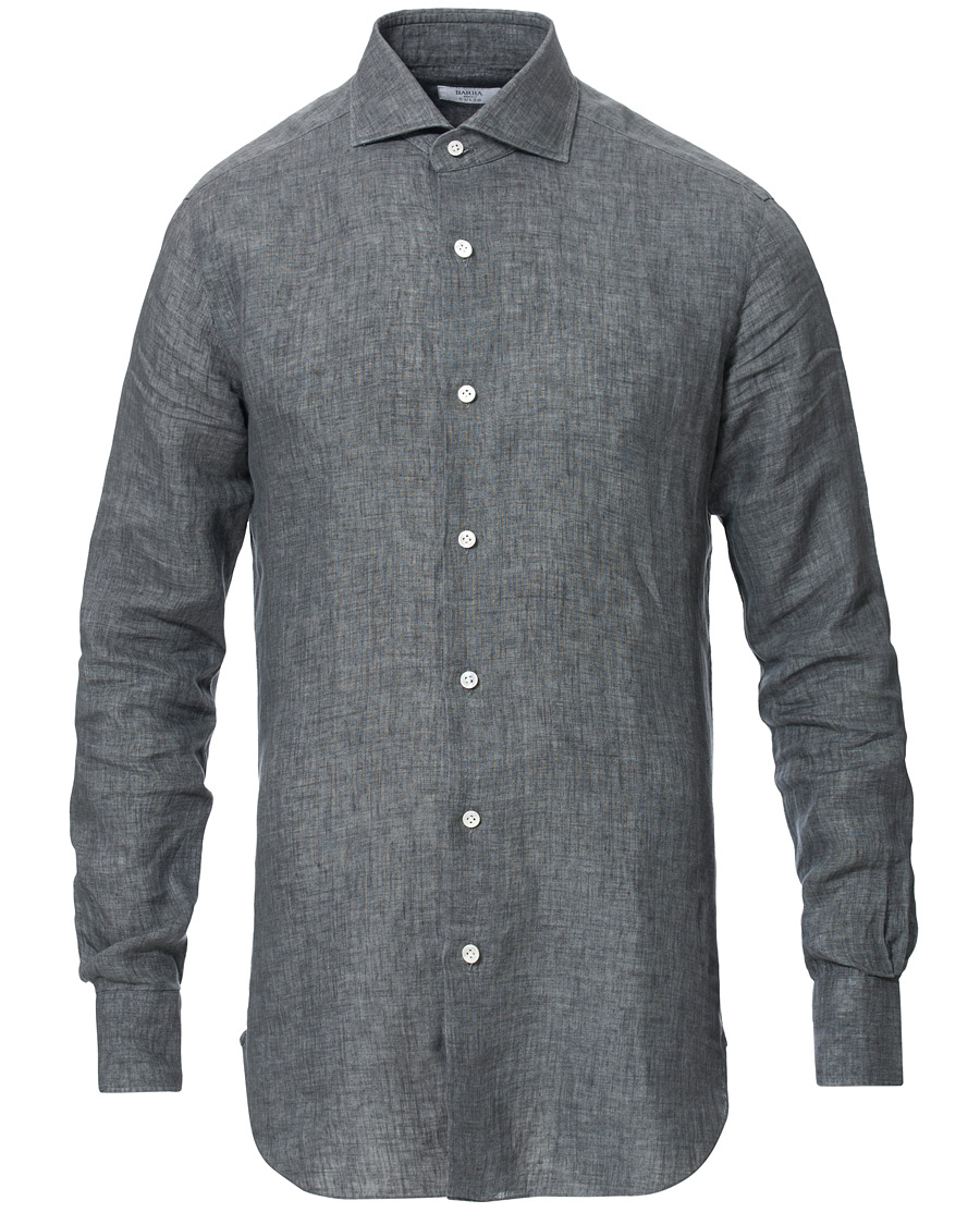 Herren | Hemden | Barba Napoli | Culto Slim Fit Linen Shirt Dark Grey