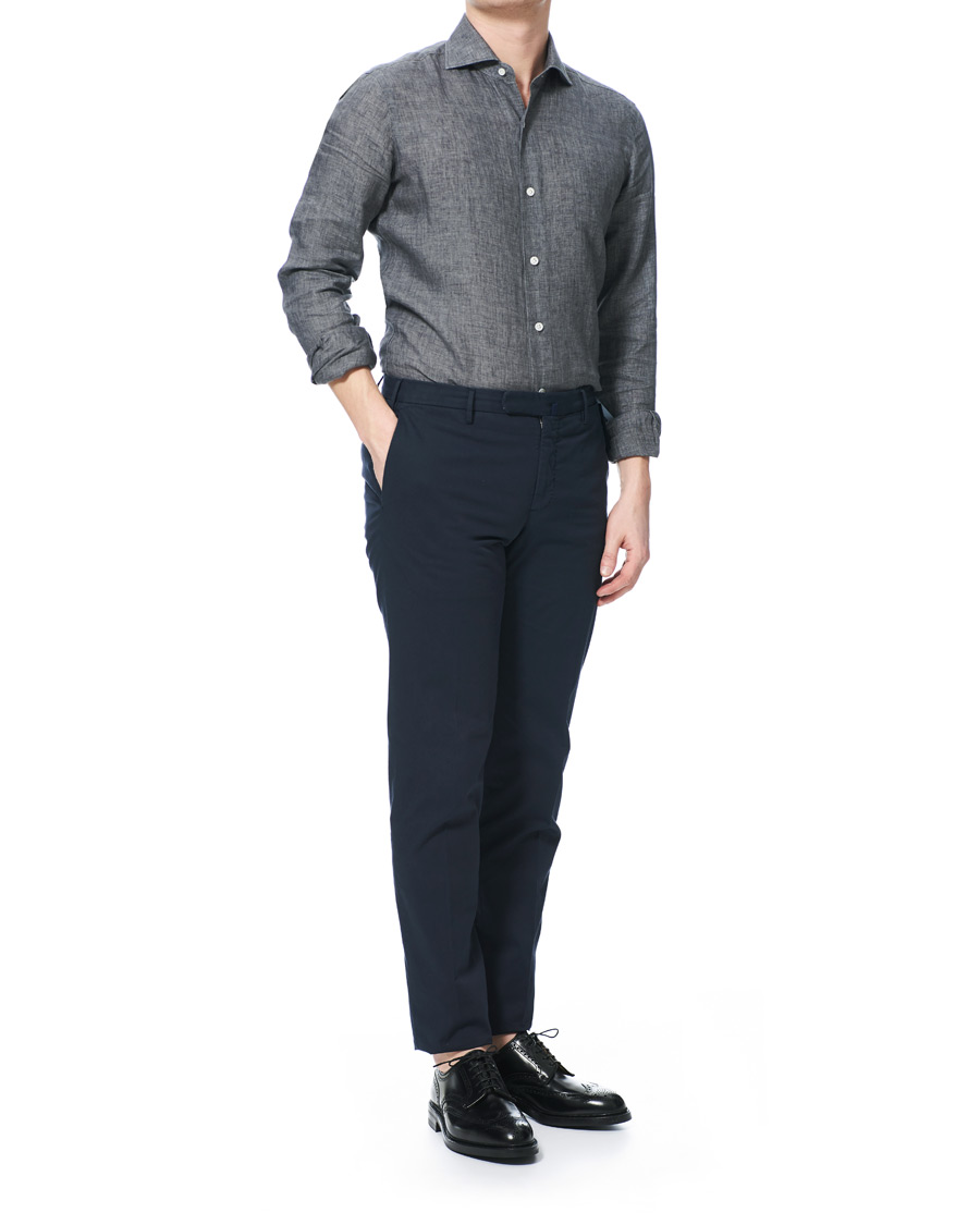Herren | Hemden | Barba Napoli | Culto Slim Fit Linen Shirt Dark Grey