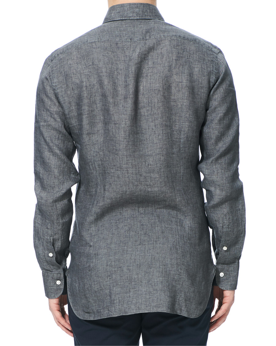 Herren | Hemden | Barba Napoli | Culto Slim Fit Linen Shirt Dark Grey