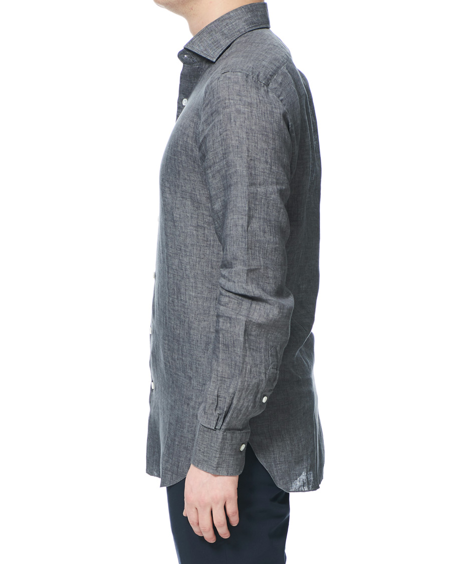 Herren | Hemden | Barba Napoli | Culto Slim Fit Linen Shirt Dark Grey