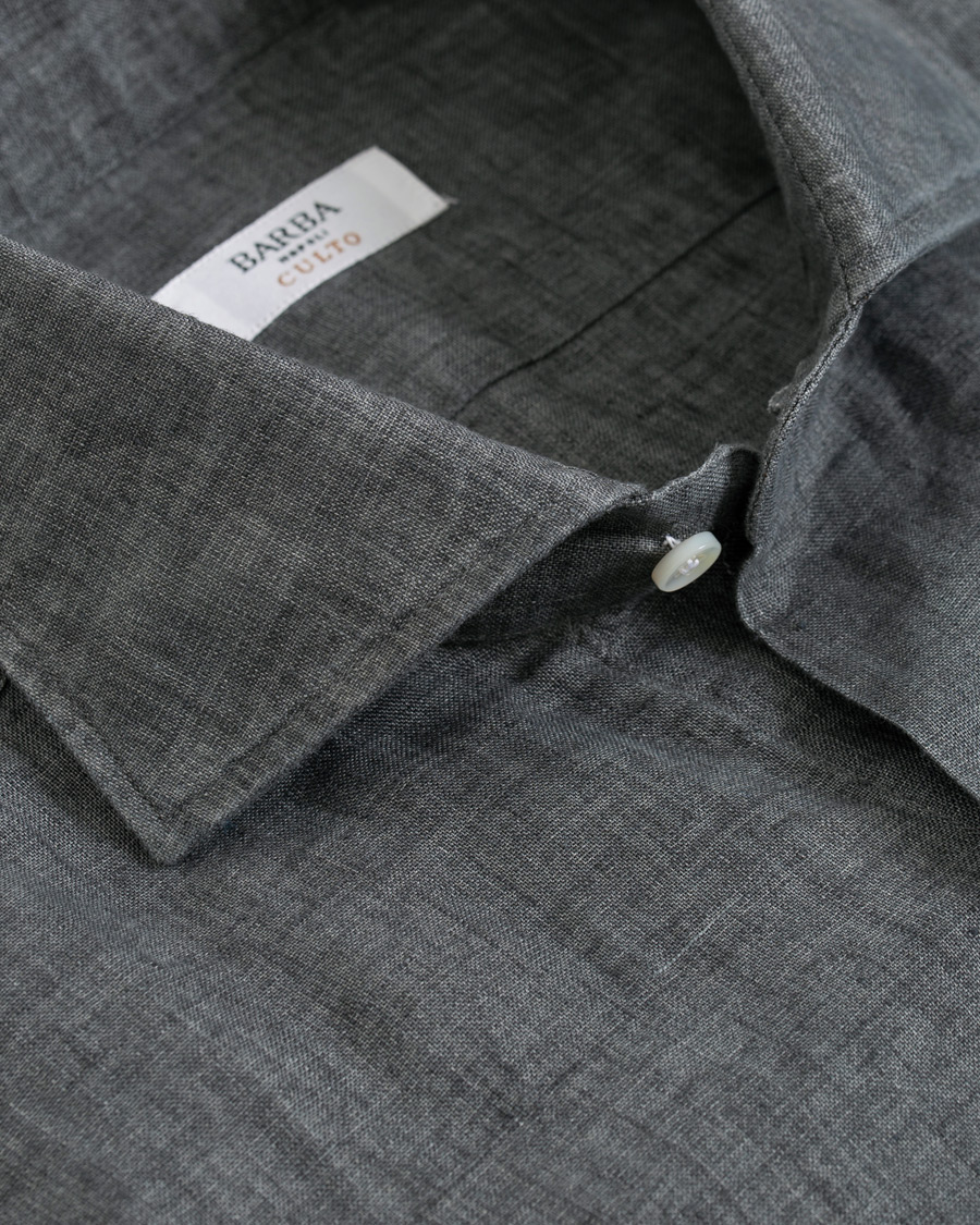 Herren | Hemden | Barba Napoli | Culto Slim Fit Linen Shirt Dark Grey