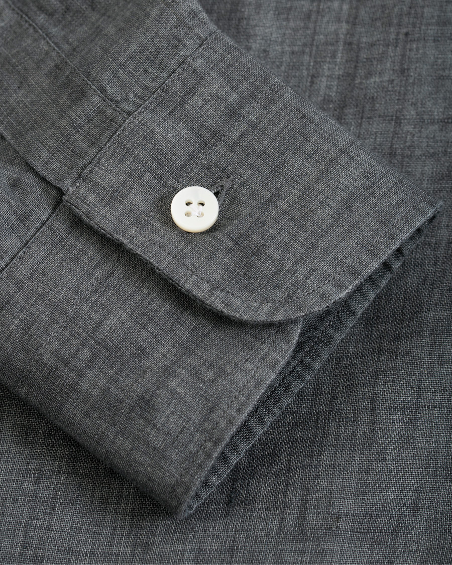 Herren | Hemden | Barba Napoli | Culto Slim Fit Linen Shirt Dark Grey