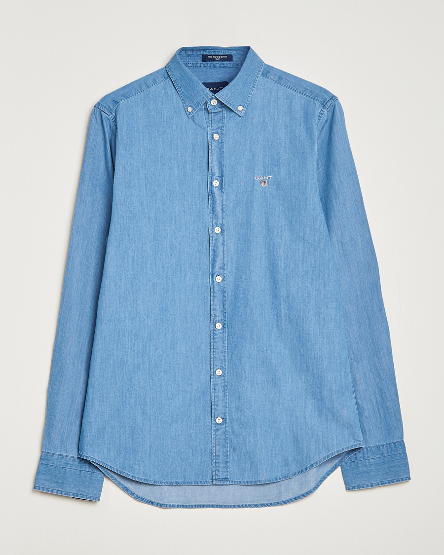 Herren | Jeanshemden | GANT | Slim Fit Indigo Shirt Semi Light Blue