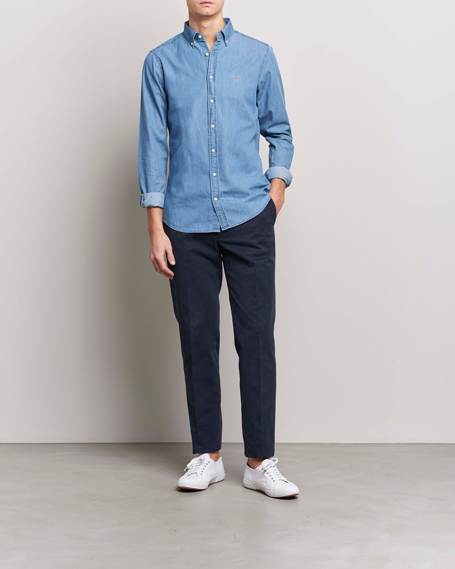 Herren | Hemden | GANT | Slim Fit Indigo Shirt Semi Light Blue