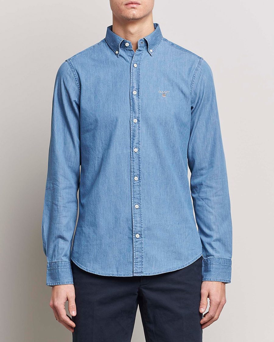 Herren | Jeanshemden | GANT | Slim Fit Indigo Shirt Semi Light Blue
