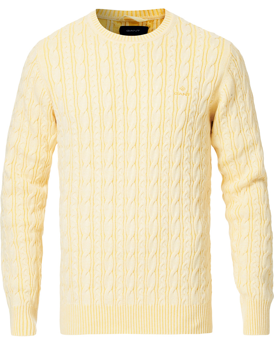 Herren | Pullover | GANT | Sunbleached Crew Neck Cable Pullover Sunlight