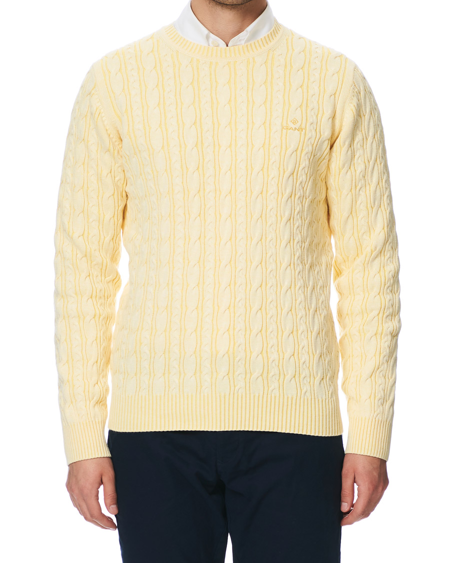 Herren | Pullover | GANT | Sunbleached Crew Neck Cable Pullover Sunlight
