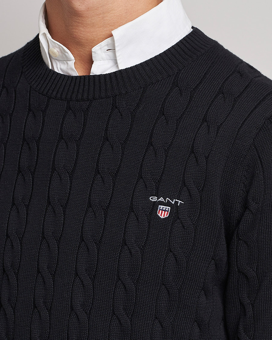 Herren | Pullover | GANT | Cotton Cable Crew Neck Pullover Black