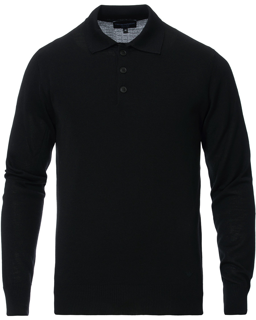 Herren | Pullover | Emporio Armani | Knitted Long Sleeve Polo Black