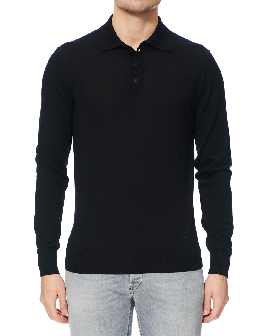 Herren | Pullover | Emporio Armani | Knitted Long Sleeve Polo Black