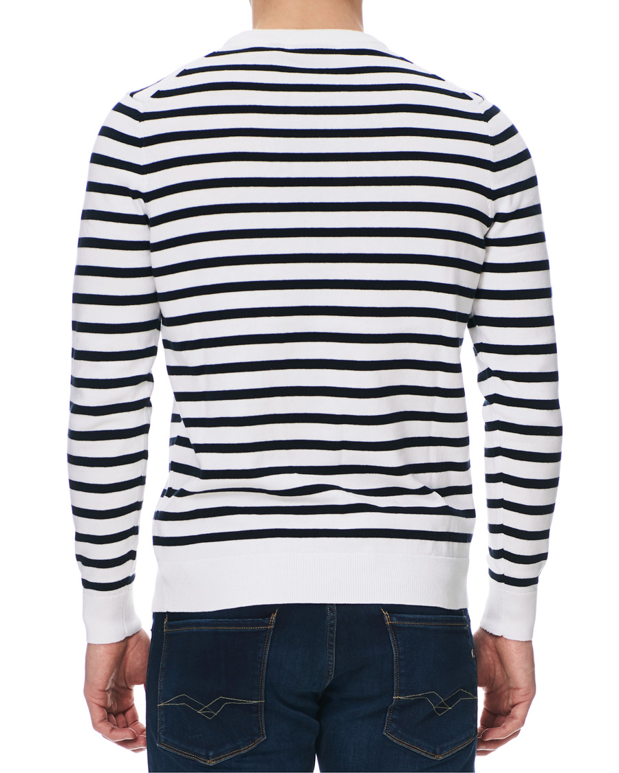 Herren | Pullover | Lyle & Scott | Breton Stripe Crew Neck Pullover White/Navy