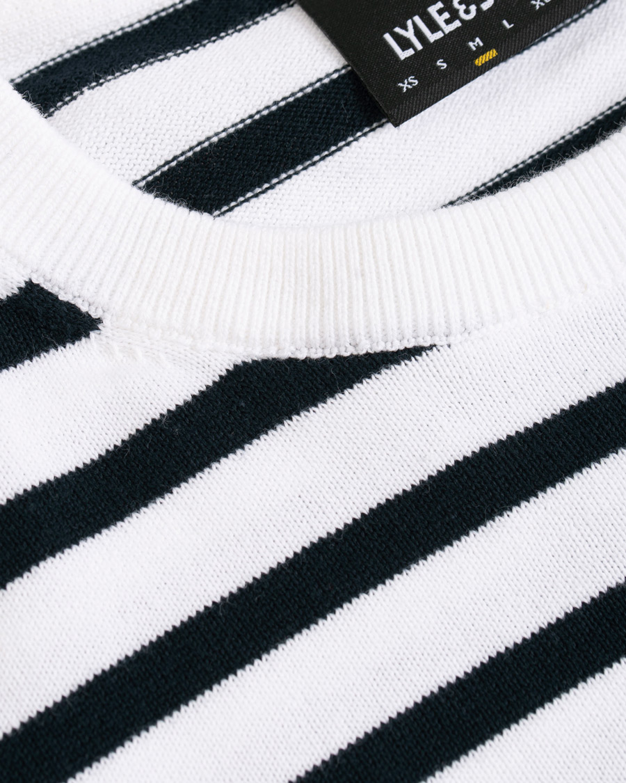 Herren | Pullover | Lyle & Scott | Breton Stripe Crew Neck Pullover White/Navy