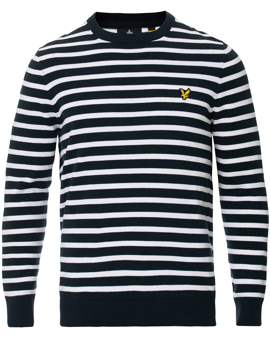 Herren | Pullover | Lyle & Scott | Breton Stripe Crew Neck Pullover Dark Navy/White