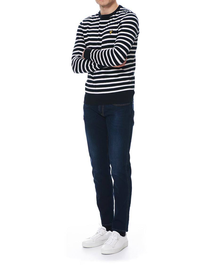 Herren | Pullover | Lyle & Scott | Breton Stripe Crew Neck Pullover Dark Navy/White