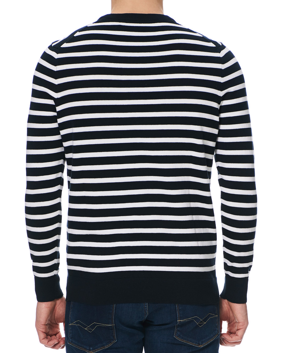 Herren | Pullover | Lyle & Scott | Breton Stripe Crew Neck Pullover Dark Navy/White