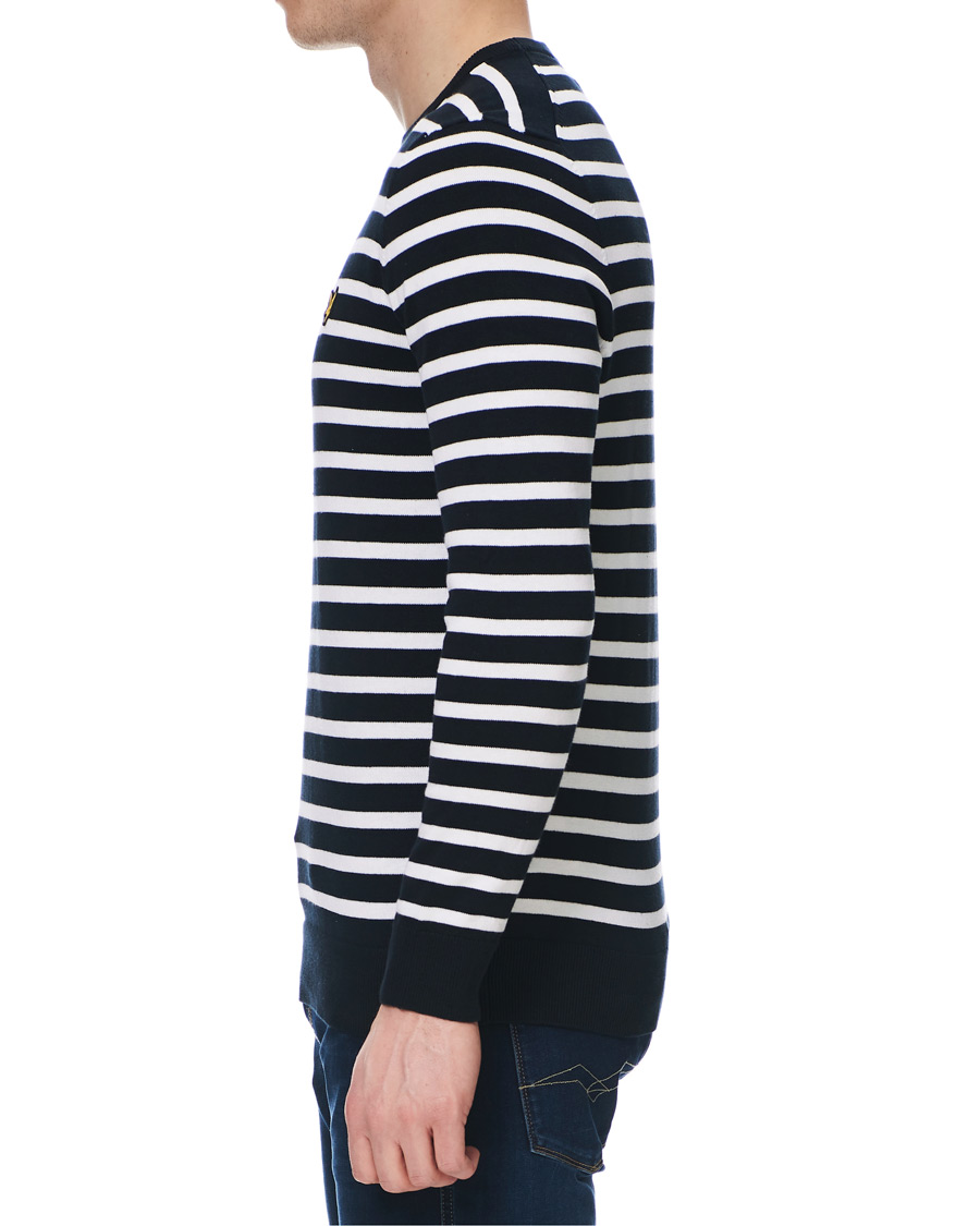Herren | Pullover | Lyle & Scott | Breton Stripe Crew Neck Pullover Dark Navy/White