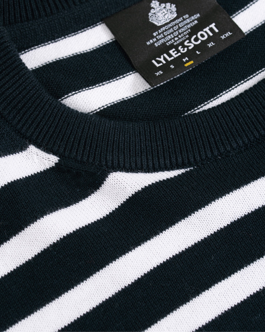 Herren | Pullover | Lyle & Scott | Breton Stripe Crew Neck Pullover Dark Navy/White