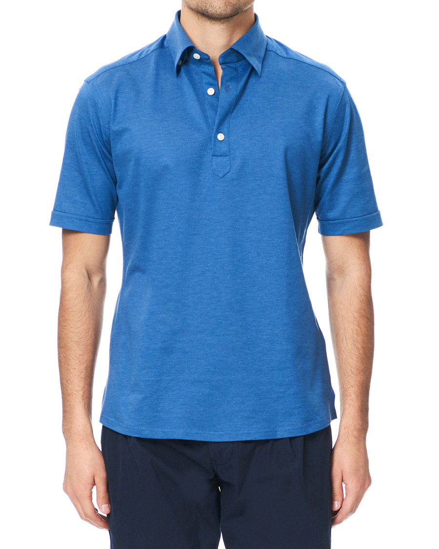 Herren | Poloshirts | Eton | Slim Fit Short Sleeve Pique Shirt Blue
