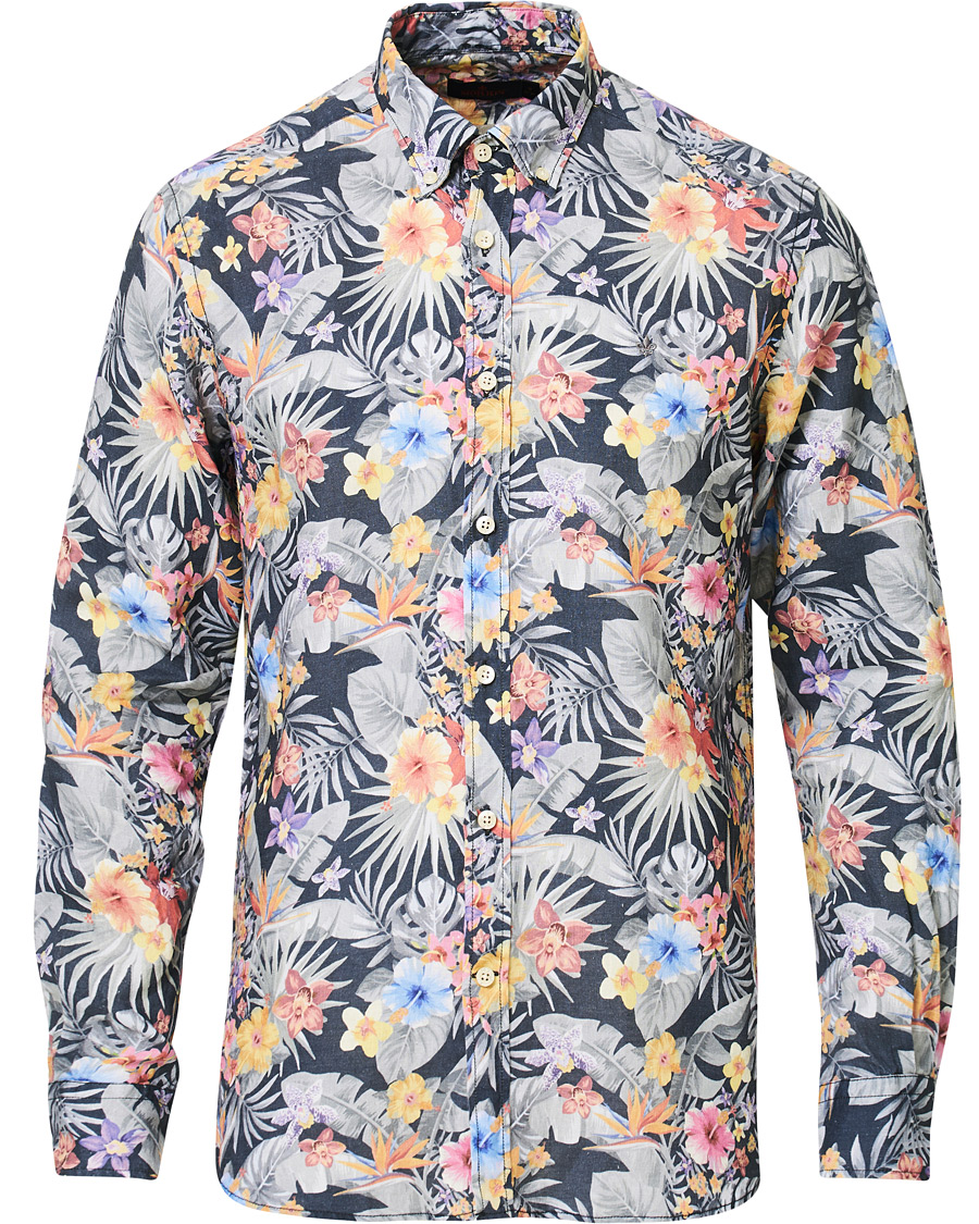 Herren | Hemden | Morris | Harvey Printed Flower Button Down Shirt Navy