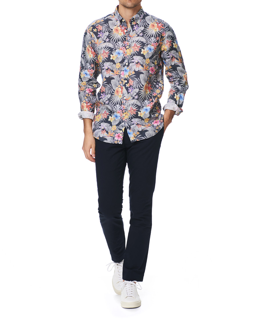 Herren | Hemden | Morris | Harvey Printed Flower Button Down Shirt Navy