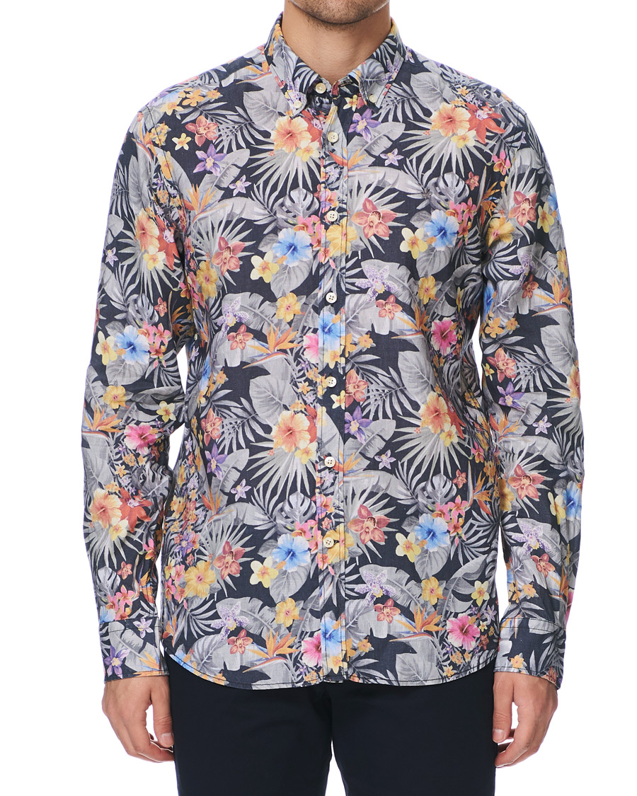 Herren | Hemden | Morris | Harvey Printed Flower Button Down Shirt Navy