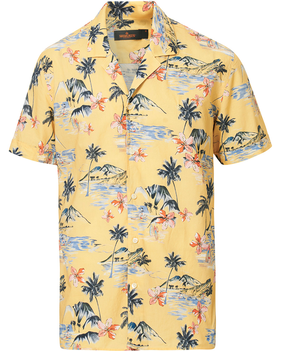 Herren | Hemden | Morris | David Bowling Printed Short Sleeve Shirt Yellow