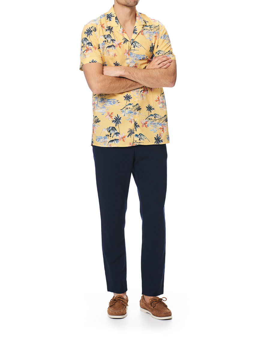 Herren | Hemden | Morris | David Bowling Printed Short Sleeve Shirt Yellow