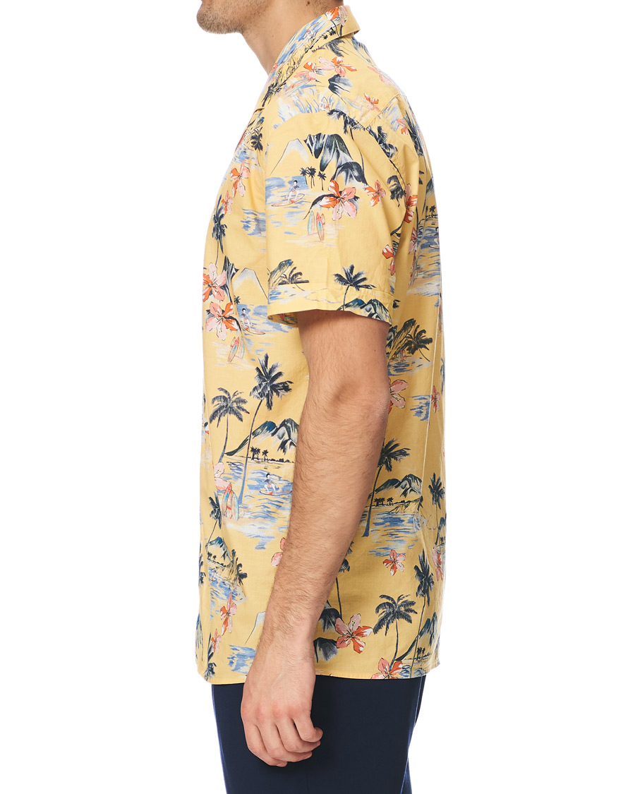 Herren | Hemden | Morris | David Bowling Printed Short Sleeve Shirt Yellow
