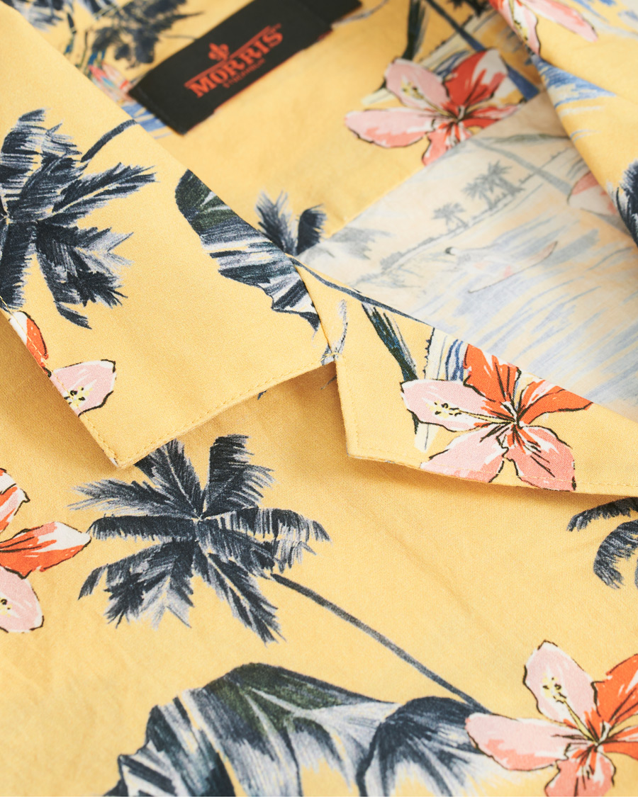 Herren | Hemden | Morris | David Bowling Printed Short Sleeve Shirt Yellow