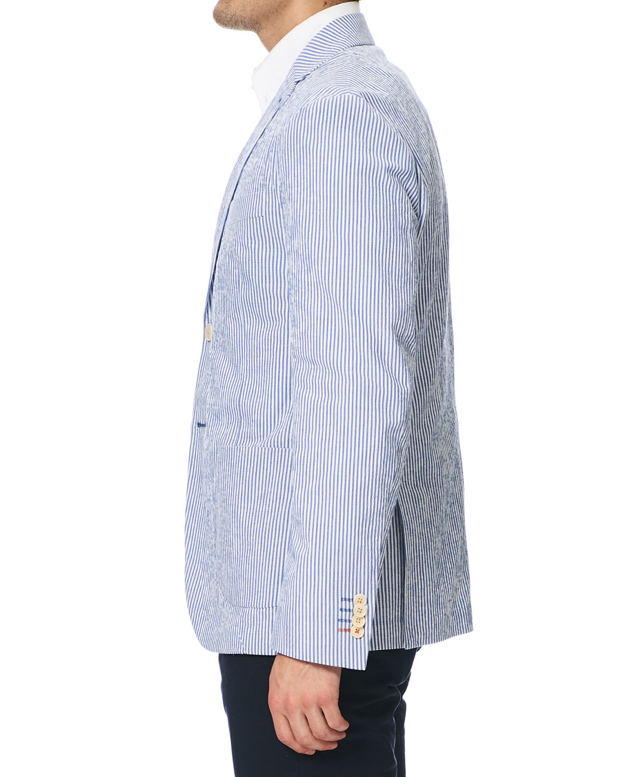 Herren | Sakkos | Morris | Resort Striped Seersucker Balzer Blue/White