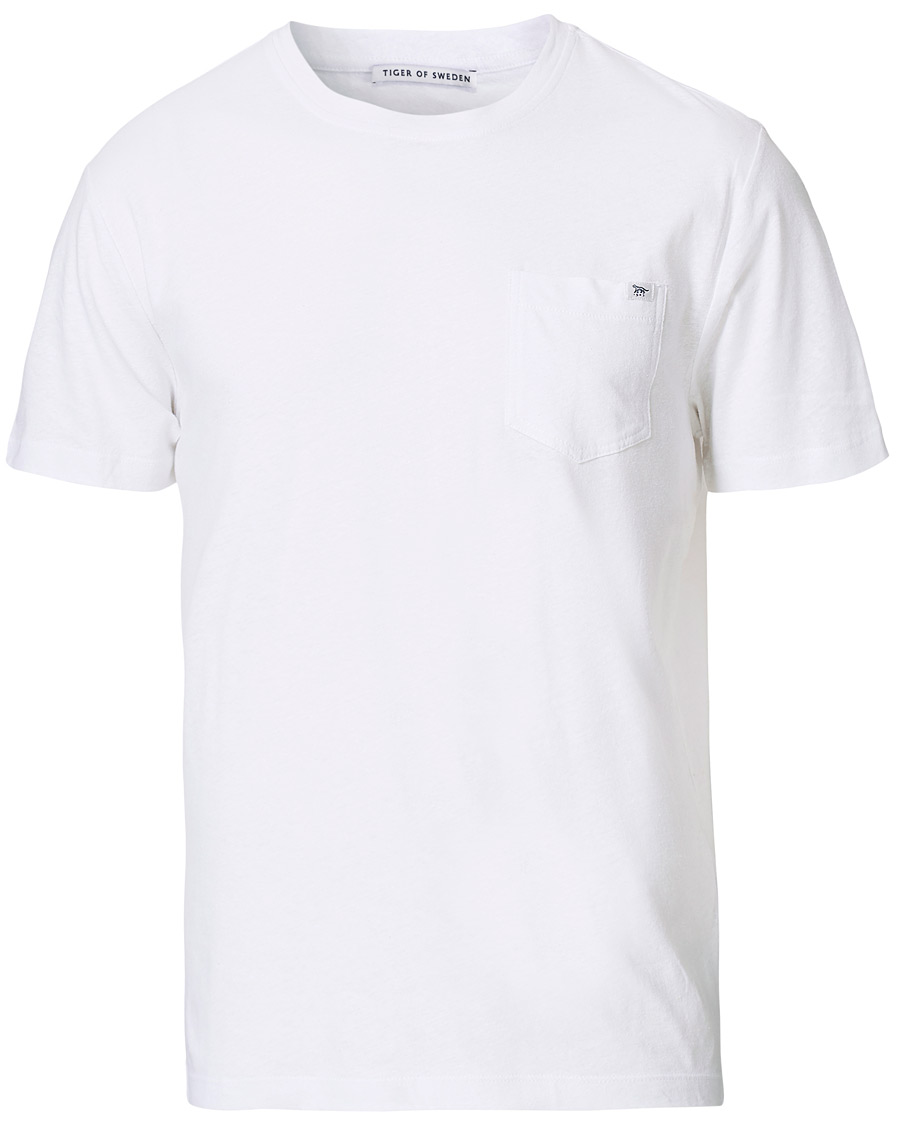 Herren | T-Shirts | Tiger of Sweden | Didelot Linen Pocket Crew Neck Tee White