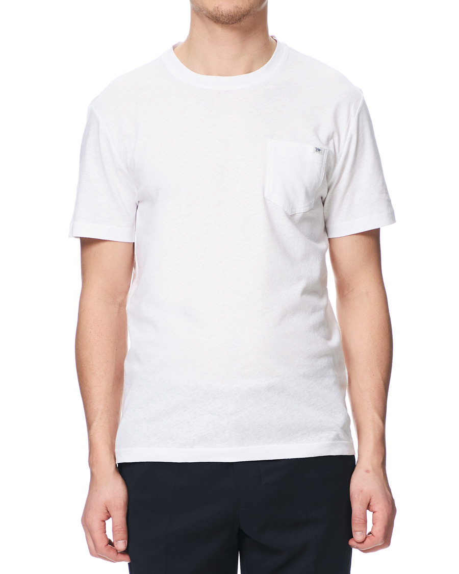 Herren | T-Shirts | Tiger of Sweden | Didelot Linen Pocket Crew Neck Tee White