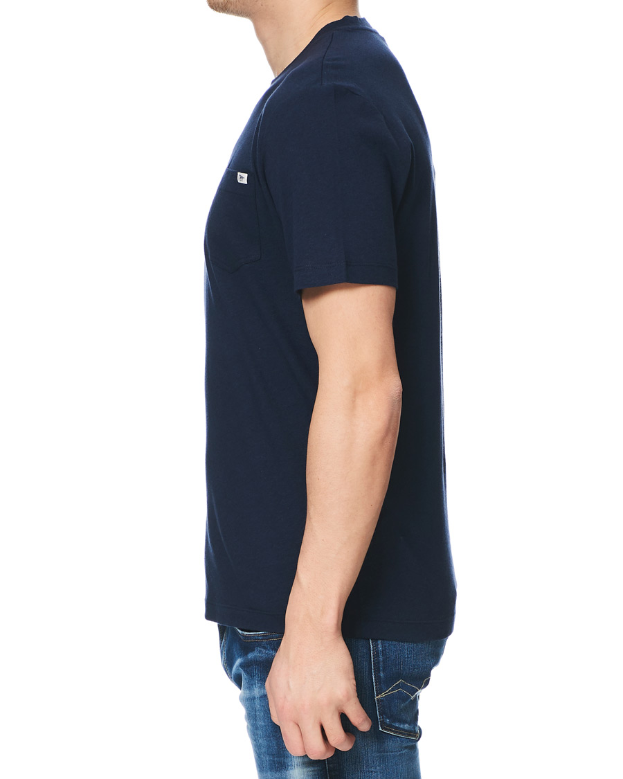 Herren | T-Shirts | Tiger of Sweden | Didelot Linen Pocket Crew Neck Tee Navy
