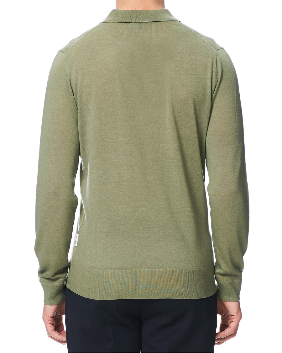 Herren | Pullover | Tiger of Sweden | Newton Knitted Long Sleeve Polo Caraway Green