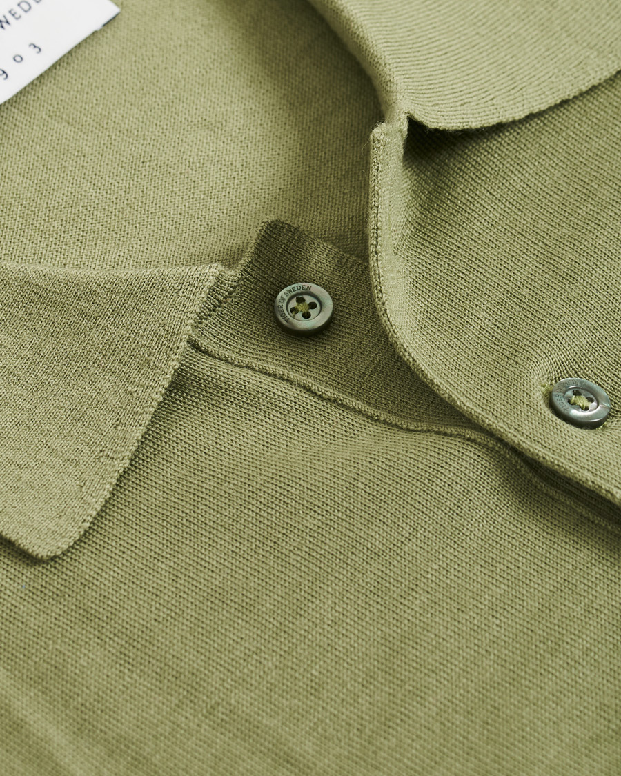 Herren | Pullover | Tiger of Sweden | Newton Knitted Long Sleeve Polo Caraway Green
