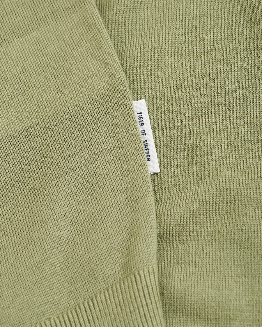 Herren | Pullover | Tiger of Sweden | Newton Knitted Long Sleeve Polo Caraway Green