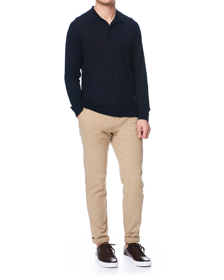 Herren | Pullover | Tiger of Sweden | Newton Knitted Long Sleeve Polo Navy