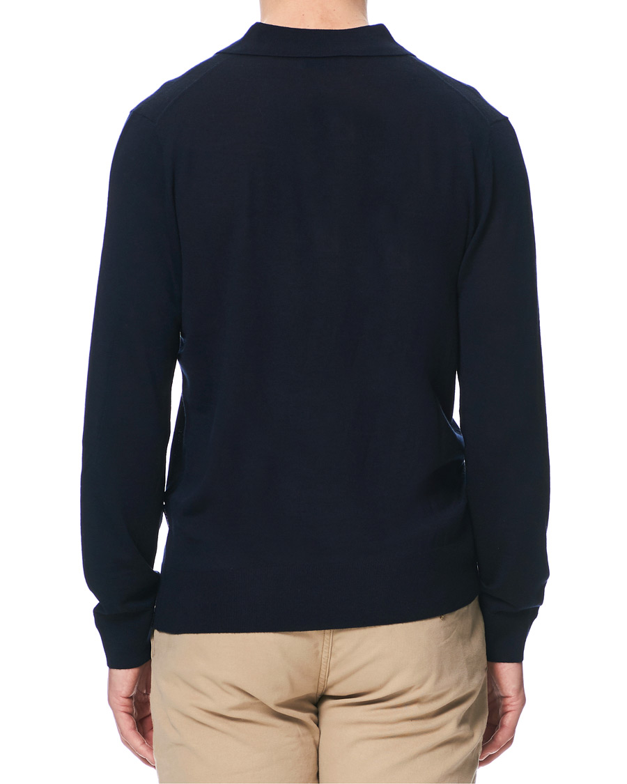 Herren | Pullover | Tiger of Sweden | Newton Knitted Long Sleeve Polo Navy