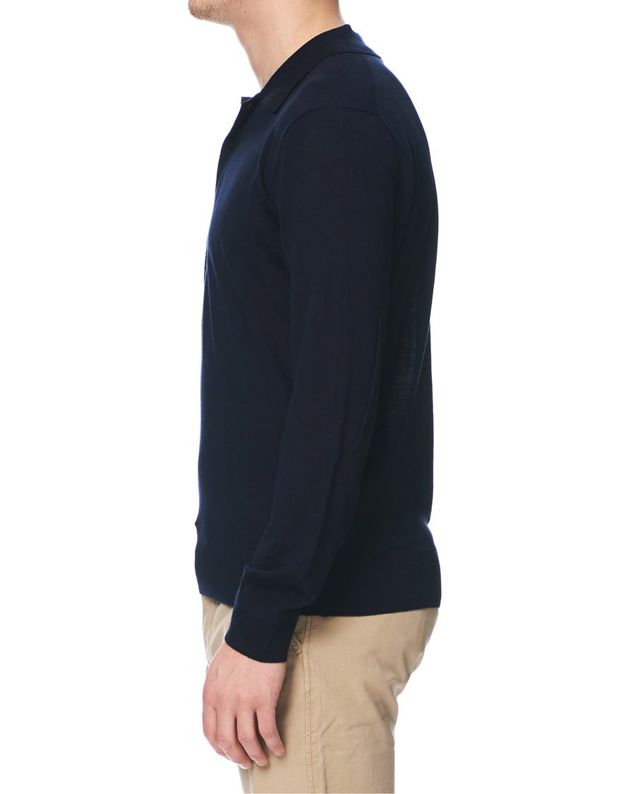 Herren | Pullover | Tiger of Sweden | Newton Knitted Long Sleeve Polo Navy