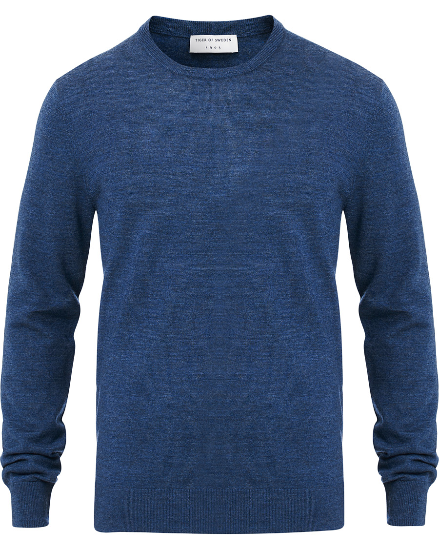 Herren | Pullover | Tiger of Sweden | Nichols Extra Fine Merino Crew Neck Sea Blue