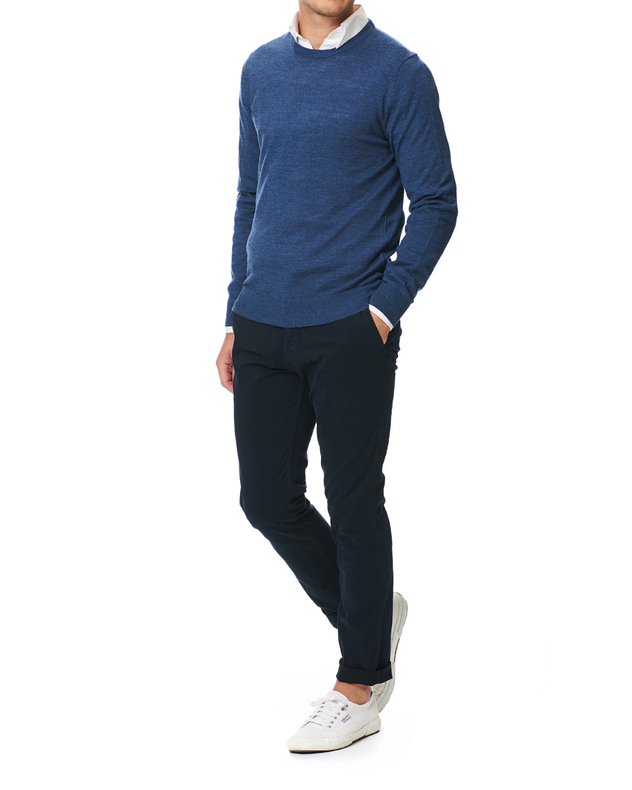 Herren | Pullover | Tiger of Sweden | Nichols Extra Fine Merino Crew Neck Sea Blue