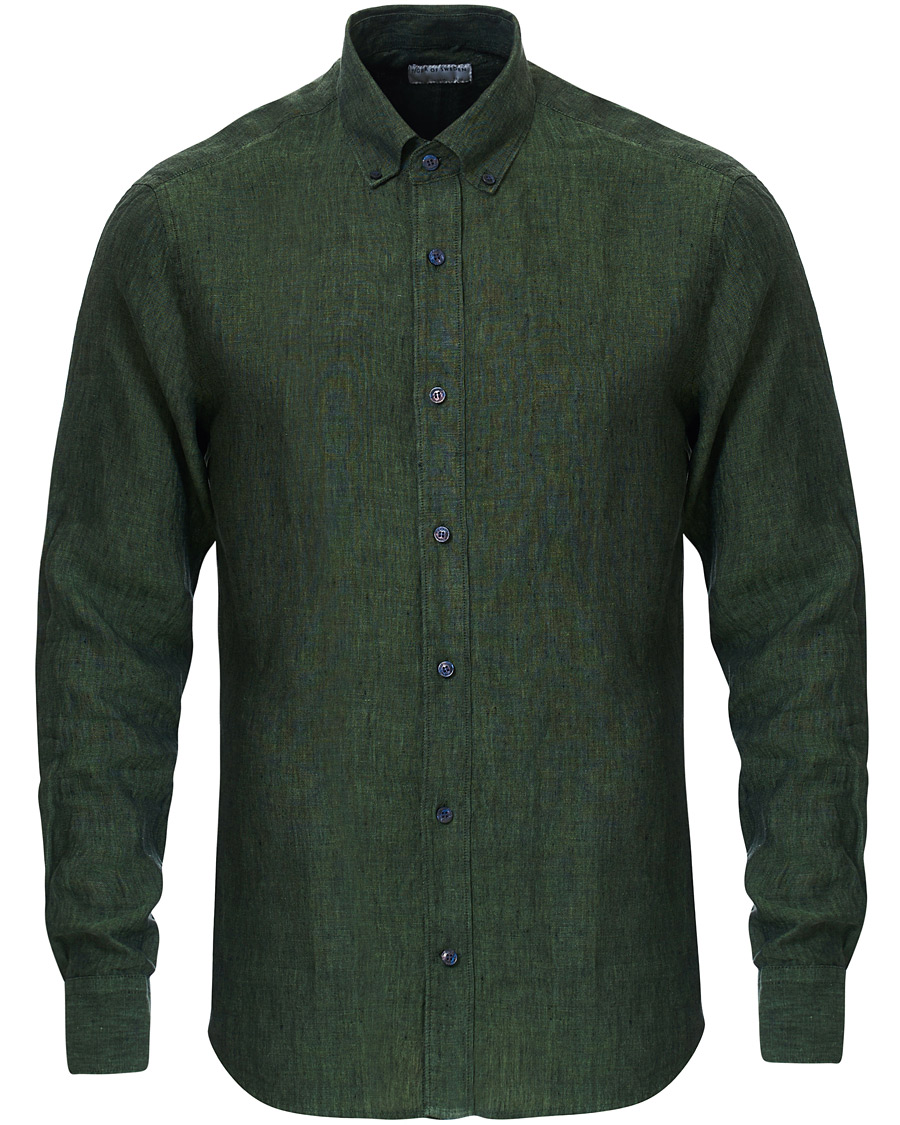 Herren | Hemden | Tiger of Sweden | Fenald Button Down Linen Shirt Green