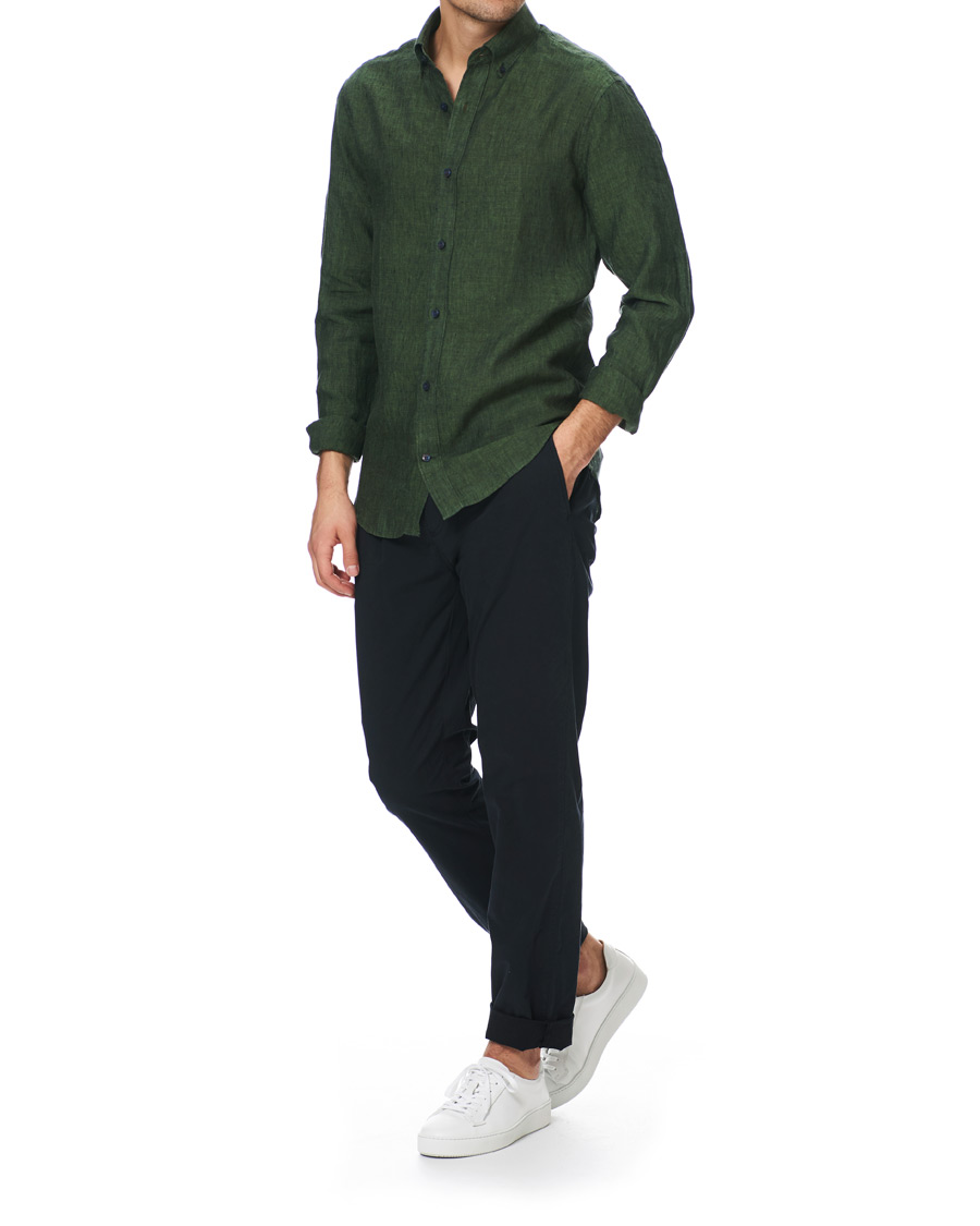 Herren | Hemden | Tiger of Sweden | Fenald Button Down Linen Shirt Green