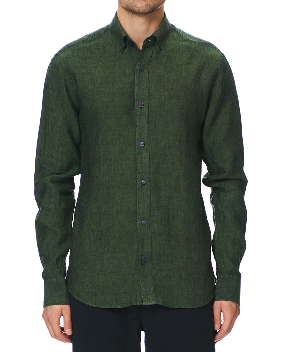 Herren | Hemden | Tiger of Sweden | Fenald Button Down Linen Shirt Green
